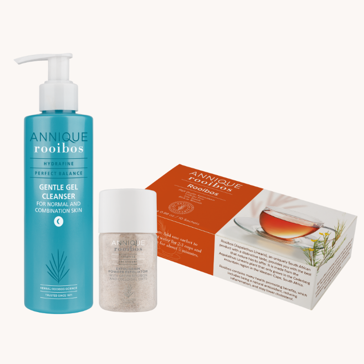 Hydrafine Cleanser + Exfoligrain + Sample Tea